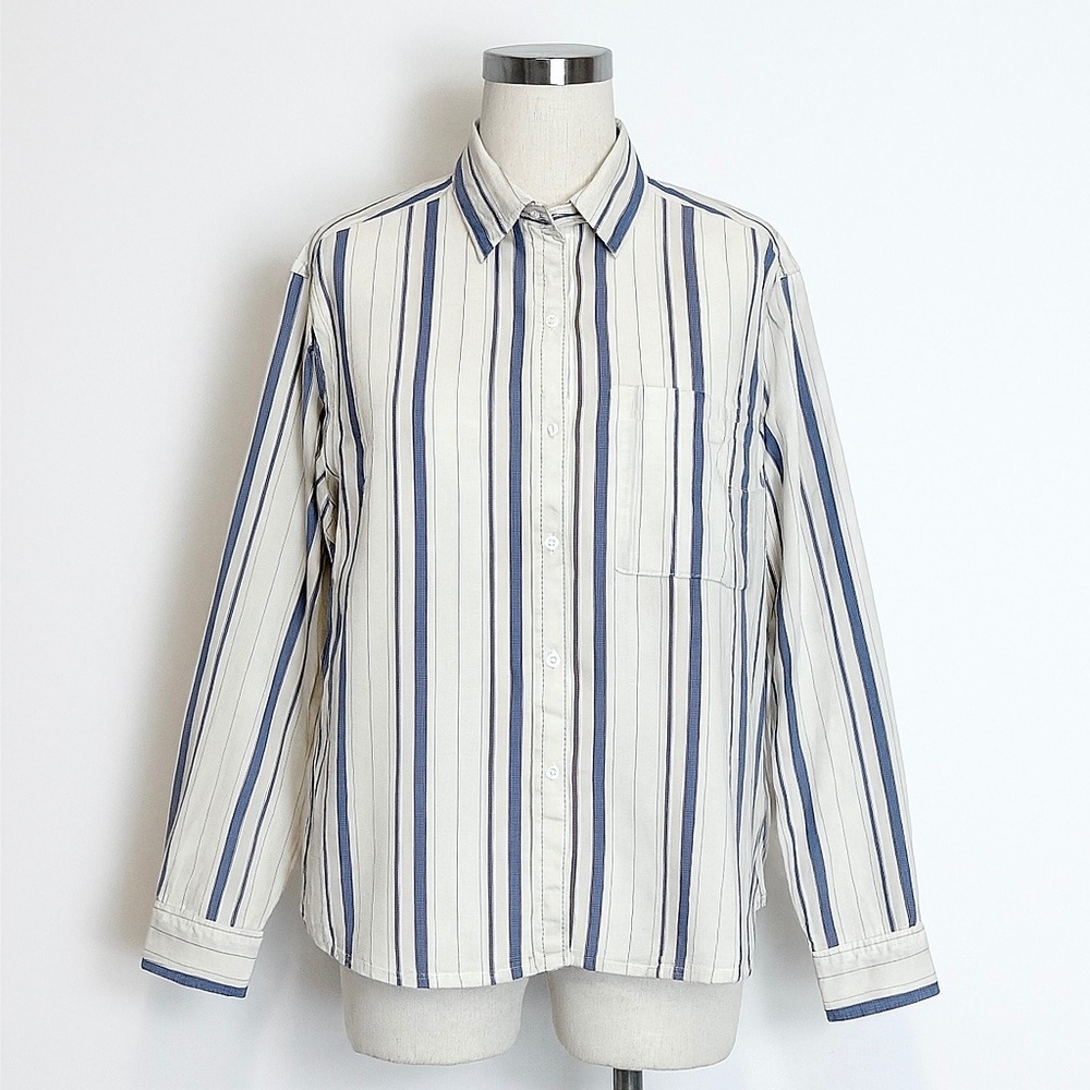 Diane Von Furstenberg Top Womens 14 Striped Button Down Shirt Long Sleeve VTG